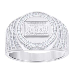925 Sterling Silver Mens Cubic-Zirconia Last Supper Religious Ring Size 11